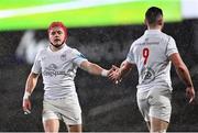 26 January 2025; Mike Lowry, left, and John Cooney of Ulster during the United Rugby Championship match between Ulster and Zebre Parma at Kingspan Stadium in Belfast. Photo by Ramsey Cardy/Sportsfile