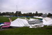 27 January 2025; A general view of the University of Galway Connacht GAA Air Dome, in Bekan, Mayo, which was destroyed during Storm Éowyn. Photo by Piaras Ó Mídheach/Sportsfile