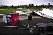 27 January 2025; A general view of the University of Galway Connacht GAA Air Dome, in Bekan, Mayo, which was destroyed during Storm Éowyn. Photo by Piaras Ó Mídheach/Sportsfile