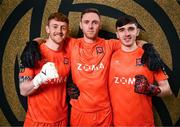 21 January 2025; Goalkeepers, from left, Enda Minogue, Peter Cherrie and Sammy Safaei during a Dundalk FC squad portraits session at Oriel Park in Dundalk, Louth. Photo by Stephen McCarthy/Sportsfile