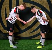 21 January 2025; Sean Spaight and TJ Molloy, right, during a Dundalk FC squad portraits session at Oriel Park in Dundalk, Louth. Photo by Stephen McCarthy/Sportsfile