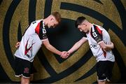 21 January 2025; Sean Spaight and TJ Molloy, right, during a Dundalk FC squad portraits session at Oriel Park in Dundalk, Louth. Photo by Stephen McCarthy/Sportsfile