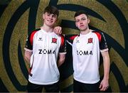 21 January 2025; Vincent Leonard, left, and Scott Brady during a Dundalk FC squad portraits session at Oriel Park in Dundalk, Louth. Photo by Stephen McCarthy/Sportsfile