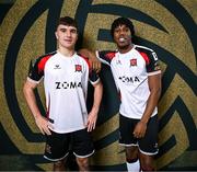 21 January 2025; Andy Paraschiv, left, and Gbemi Arubi during a Dundalk FC squad portraits session at Oriel Park in Dundalk, Louth. Photo by Stephen McCarthy/Sportsfile