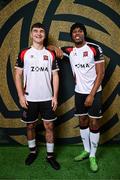 21 January 2025; Andy Paraschiv, left, and Gbemi Arubi during a Dundalk FC squad portraits session at Oriel Park in Dundalk, Louth. Photo by Stephen McCarthy/Sportsfile