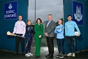 29 January 2025; UPMC has been unveiled as the official healthcare partner of Dublin GAA during an event at Parnell Park, Dublin. Pictured at the announcement at Parnell Park in Dublin are UPMC Managing Director Eamonn Fitzgerald, and UPMC Sports Surgery Clinic Santry General Manager Fiona Roche, with Dublin players from left, hurler Darragh Power, camogie player Zoe Couch, ladies footballer Niamh Donlon and footballer David Byrne. Photo by Sam Barnes/Sportsfile