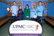 29 January 2025; UPMC has been unveiled as the official healthcare partner of Dublin GAA during an event at Parnell Park, Dublin. Pictured at the announcement is UPMC Sports Surgery Clinic Santry General Manager Fiona Roche, with Dublin players from left, hurler Darragh Power, camogie player Zoe Couch, ladies footballer Niamh Donlon and footballer David Byrne. Photo by Sam Barnes/Sportsfile