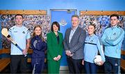 29 January 2025; UPMC has been unveiled as the official healthcare partner of Dublin GAA during an event at Parnell Park, Dublin. Pictured at the announcement at Parnell Park in Dublin are UPMC Managing Director Eamonn Fitzgerald, and UPMC Sports Surgery Clinic Santry General Manager Fiona Roche, with Dublin players from left, hurler Darragh Power, camogie player Zoe Couch, ladies footballer Niamh Donlon and footballer David Byrne. Photo by Sam Barnes/Sportsfile