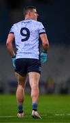 25 January 2025; Brian Howard of Dublin watches the flight of the ball during the Allianz Football League Division 1 match between Dublin and Mayo at Croke Park. Photo by Ray McManus/Sportsfile