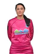28 January 2025; Goalkeeper Eva Badana during a DLR Waves FC squad portraits session at Beckett Park in Cherrywood, Dublin. Photo by Tyler Miller/Sportsfile