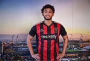 29 January 2025; Bohemians new loan signing Kian Best poses for a portrait during his unveiling at Bohemian FC offices in Dublin. Photo by Piaras Ó Mídheach/Sportsfile