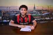 29 January 2025; Bohemians new loan signing Kian Best poses for a portrait during his unveiling at Bohemian FC offices in Dublin. Photo by Piaras Ó Mídheach/Sportsfile