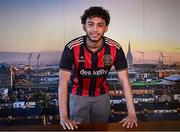 29 January 2025; Bohemians new loan signing Kian Best poses for a portrait during his unveiling at Bohemian FC offices in Dublin. Photo by Piaras Ó Mídheach/Sportsfile