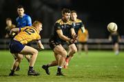 29 January 2025; Brian Cooney of TUS Midlands in action against Conor Dolan of DCU Dóchas Éireann during the Electric Ireland Higher Education GAA Sigerson Cup quarter-final match between DCU Dóchas Éireann and TUS Midlands at Dublin City University Sportsgrounds in Dublin. Photo by Piaras Ó Mídheach/Sportsfile