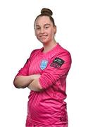 28 January 2025; Goalkeeper Niamh Richardson during a DLR Waves FC squad portraits session at Beckett Park in Cherrywood, Dublin. Photo by Tyler Miller/Sportsfile