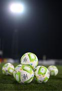 31 January 2025; A general view of footballs on the pitch for the Drogheda United warm-up before the Jim Malone Cup match between Dundalk and Drogheda United at Oriel Park in Dundalk, Louth. Photo by Piaras Ó Mídheach/Sportsfile