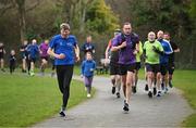 1 February 2025; Participants in action at the Marlay Park parkrun at Marlay Park in Dublin where Vhi hosted a special event to welcome parkrun founder Paul Sinton-Hewitt. Vhi ambassador and Olympian David Gillick was on hand to deliver a warm-up for all participants. parkrun in partnership with Vhi support local communities in organising free, weekly, timed 5km runs every Saturday at 9.30am. To register for a parkrun near you visit www.parkrun.ie. Photo by David Fitzgerald/Sportsfile
