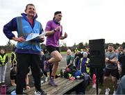 1 February 2025; Vhi ambassador and Olympian David Gillick leads the warm up at the Marlay Park parkrun at Marlay Park in Dublin where Vhi hosted a special event to welcome parkrun founder Paul Sinton-Hewitt. Vhi ambassador and Olympian David Gillick was on hand to deliver a warm-up for all participants. parkrun in partnership with Vhi support local communities in organising free, weekly, timed 5km runs every Saturday at 9.30am. To register for a parkrun near you visit www.parkrun.ie. Photo by David Fitzgerald/Sportsfile