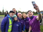 1 February 2025; Parkrun founder Paul Sinton-Hewitt and Vhi ambassador and Olympian David Gillick with Vhi staff at the Marlay Park parkrun at Marlay Park in Dublin where Vhi hosted a special event to welcome parkrun founder Paul Sinton-Hewitt. Vhi ambassador and Olympian David Gillick was on hand to deliver a warm-up for all participants. parkrun in partnership with Vhi support local communities in organising free, weekly, timed 5km runs every Saturday at 9.30am. To register for a parkrun near you visit www.parkrun.ie. Photo by David Fitzgerald/Sportsfile