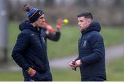 1 February 2025; St Flannans Ennis joint managers Brendan Bugler, left, and Tony Kelly before the Dr Harty Cup final match between Thurles CBS and St Flannans Ennis at Mallow GAA Complex in Cork. Photo by John Sheridan/Sportsfile