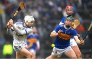 1 February 2025; Marco Cleary of St Flannans Ennis in action against Evan Morris of Thurles CBS during the Dr Harty Cup final match between Thurles CBS and St Flannans Ennis at Mallow GAA Complex in Cork. Photo by John Sheridan/Sportsfile