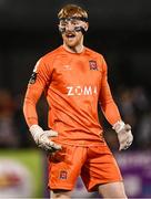 31 January 2025; Dundalk goalkeeper Enda Minogue, wearing a protective facemask, during the Jim Malone Cup match between Dundalk and Drogheda United at Oriel Park in Dundalk, Louth. Photo by Piaras Ó Mídheach/Sportsfile