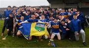 1 February 2025; Thurles CBS players celebrate with Dr Harty Cup after winning the Dr Harty Cup final match between Thurles CBS and St Flannans Ennis at Mallow GAA Complex in Cork.  Photo by John Sheridan/Sportsfile