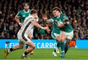 1 February 2025; Andrew Porter of Ireland fends off Ben Curry of England during the Guinness Six Nations Rugby Championship match between Ireland and England at Aviva Stadium in Dublin. Photo by John Dickson/Sportsfile
