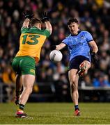 1 February 2025; Killian McGinnis of Dublin in action against Hugh McFadden of Donegal during the Allianz Football League Division 1 match between Donegal and Dublin at MacCumhaill Park in Ballybofey, Donegal. Photo by Stephen McCarthy/Sportsfile