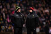 1 February 2025; Donegal's Colm McFadden and Niall O'Donnell before the Allianz Football League Division 1 match between Donegal and Dublin at MacCumhaill Park in Ballybofey, Donegal. Photo by Stephen McCarthy/Sportsfile