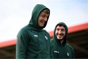 2 February 2025; Paudie Clifford, right, and Killian Spillane of Kerry during the Allianz Football League Division 1 match between Derry and Kerry at Celtic Park in Derry. Photo by Stephen McCarthy/Sportsfile