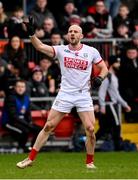 2 February 2025; Brian O Driscoll of Cork signals after kicking a two-point score during the Allianz Football League Division 2 match between Down and Cork at Páirc Esler in Newry, Down. Photo by Ramsey Cardy/Sportsfile