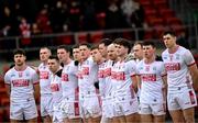 2 February 2025; The Cork team during the playing of the National Anthem before the Allianz Football League Division 2 match between Down and Cork at Páirc Esler in Newry, Down. Photo by Ramsey Cardy/Sportsfile