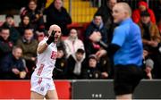 2 February 2025; Brian O Driscoll of Cork signals a two-point score to referee Barry Cassidy during the Allianz Football League Division 2 match between Down and Cork at Páirc Esler in Newry, Down. Photo by Ramsey Cardy/Sportsfile