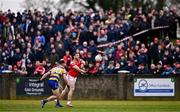 2 February 2025; Sam Mulroy of Louth in action against John McManus of Roscommon during the Allianz Football League Division 2 match between Louth and Roscommon at Integral GAA Grounds in Drogheda, Louth. Photo by Ben McShane/Sportsfile