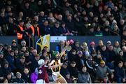 2 February 2025; Eoin Cody of Kilkenny in action against Darren Morrissey of Galway during the Allianz Hurling League Division 1A match between Kilkenny and Galway at UPMC Nowlan Park in Kilkenny. Photo by David Fitzgerald/Sportsfile
