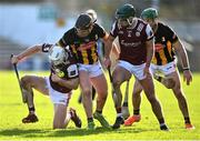 2 February 2025; Darren Morrissey of Galway in action against Gearoid Dunne of Kilkenny during the Allianz Hurling League Division 1A match between Kilkenny and Galway at UPMC Nowlan Park in Kilkenny. Photo by David Fitzgerald/Sportsfile