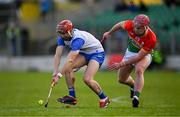 2 February 2025; Seamus Fitzgerald of Waterford in action against Jack Treacy of Carlow during the Allianz Hurling League Division 1B match between Carlow and Waterford at Netwatch Cullen Park in Carlow. Photo by Stephen Marken/Sportsfile