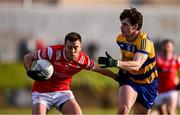 2 February 2025; Andy McDonnell of Louth in action against Keith Doyle of Roscommon during the Allianz Football League Division 2 match between Louth and Roscommon at Integral GAA Grounds in Drogheda, Louth. Photo by Ben McShane/Sportsfile