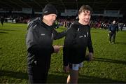 2 February 2025; Kerry manager Jack O'Connor and Conor Geaney after the Allianz Football League Division 1 match between Derry and Kerry at Celtic Park in Derry. Photo by Stephen McCarthy/Sportsfile