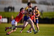 2 February 2025; Eddie Nolan of Roscommon in action against Sean Reynolds of Louth during the Allianz Football League Division 2 match between Louth and Roscommon at Integral GAA Grounds in Drogheda, Louth. Photo by Ben McShane/Sportsfile