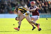 2 February 2025; Eoin Cody of Kilkenny in action against Tom Monaghan of Galway during the Allianz Hurling League Division 1A match between Kilkenny and Galway at UPMC Nowlan Park in Kilkenny. Photo by David Fitzgerald/Sportsfile