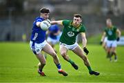 2 February 2025; Cian Reilly of Cavan in action against Jordan Morris of Meath during the Allianz Football League Division 2 match between Meath and Cavan at Páirc Tailteann in Navan, Meath. Photo by Tyler Miller/Sportsfile