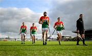 2 February 2025; Martin Kavanagh of Carlow, centre, leaves the field at half time in the Allianz Hurling League Division 1B match between Carlow and Waterford at Netwatch Cullen Park in Carlow. Photo by Stephen Marken/Sportsfile
