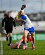2 February 2025; Padraig Fitzgerald of Waterford in action against Ciaran Whelan of Carlow during the Allianz Hurling League Division 1B match between Carlow and Waterford at Netwatch Cullen Park in Carlow. Photo by Stephen Marken/Sportsfile
