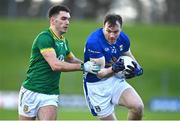 2 February 2025; Cormac McKeogh of Cavan in action against Ciarán Caulfield of Meath during the Allianz Football League Division 2 match between Meath and Cavan at Páirc Tailteann in Navan, Meath. Photo by Tyler Miller/Sportsfile