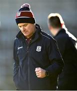 2 February 2025; Galway manager Micheál Donoghue celebrates at the final whistle after the Allianz Hurling League Division 1A match between Kilkenny and Galway at UPMC Nowlan Park in Kilkenny. Photo by David Fitzgerald/Sportsfile