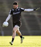 2 February 2025; Galway goalkeeper Connor Gleeson kicks a shot wide during the Allianz Football League Division 1 match between Mayo and Galway at Hastings Insurance MacHale Park in Castlebar, Mayo. Photo by Piaras Ó Mídheach/Sportsfile