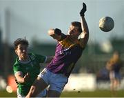 2 February 2025; Seán Nolan of Wexford in action against Fiachra Cotter of Limerick during the Allianz Football League Division 4 match between Limerick and Wexford at Mick Neville Park in Rathkeale, Limerick. Photo by Tom Beary/Sportsfile
