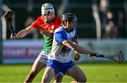 2 February 2025; Jamie Barron of Waterford in action against Martin Kavanagh of Carlow during the Allianz Hurling League Division 1B match between Carlow and Waterford at Netwatch Cullen Park in Carlow. Photo by Stephen Marken/Sportsfile